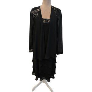 SLNY Dress with Jacket, Size 16, Black EUC